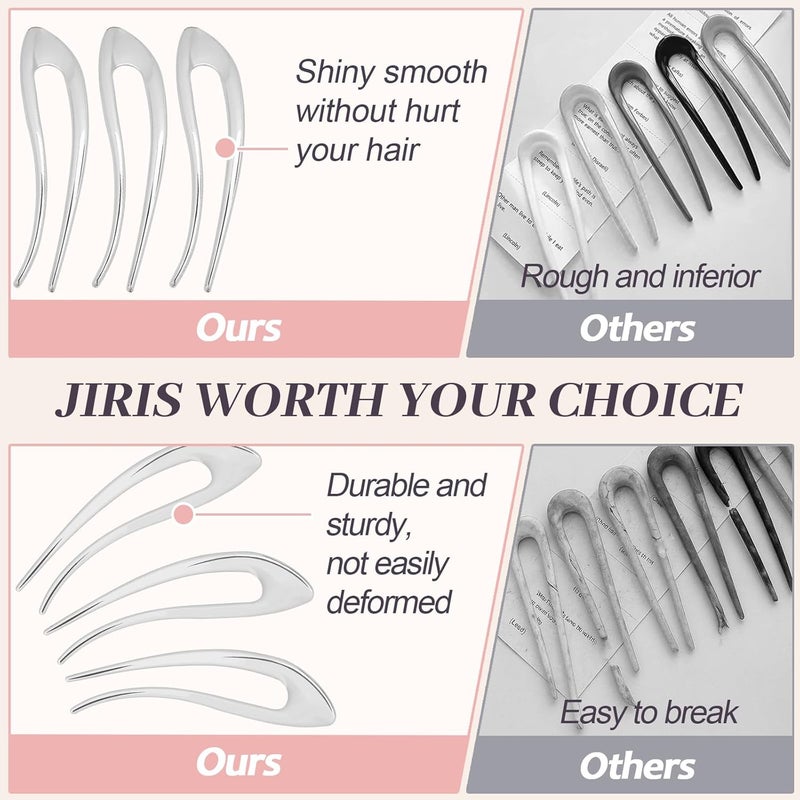 JIRIS 2PCS 5Inch French Hair Pins Large U-Shaped Pins for Women and Girls Fashion Metal Hair Pin French Twist Hair Pins for Buns, Updos,Stylish and Functional(set6-silver) - Image 3